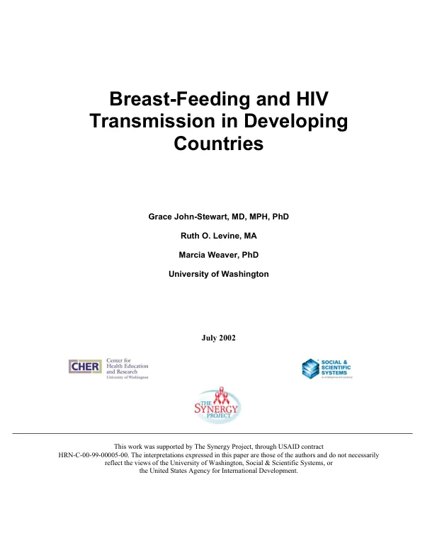 Breast-feeding and HIV transmission in developing countries