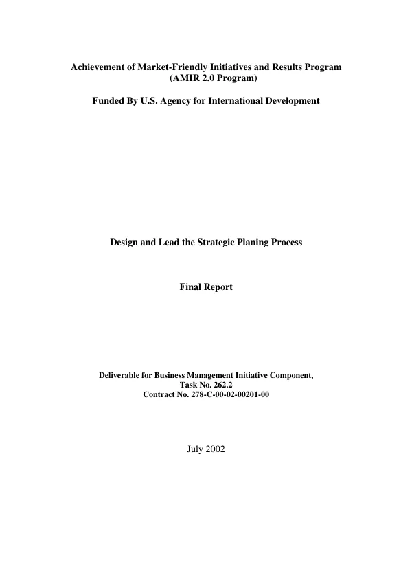 Design and lead the strategic planing [i.e. planning] process : final report