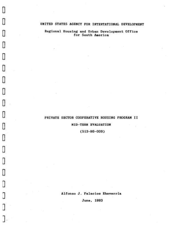 Private sector cooperative housing program II mid-term evaluation (513-HG-009) [i.e. 513-HG-09]