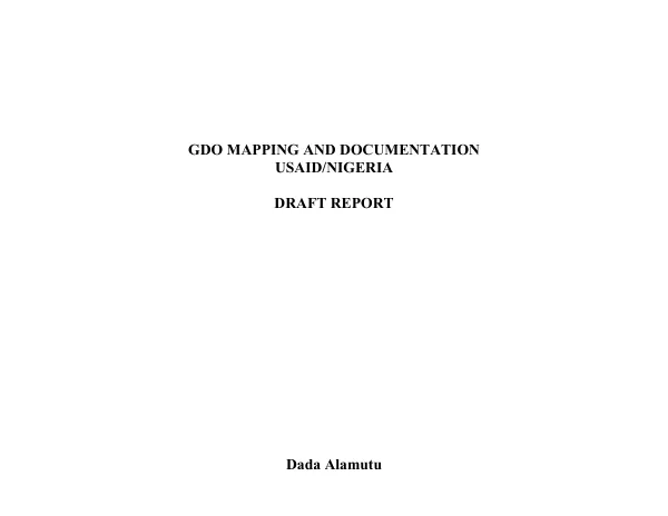 GDO [General Development Office] mapping and documentation : USAID/Nigeria -- draft report
