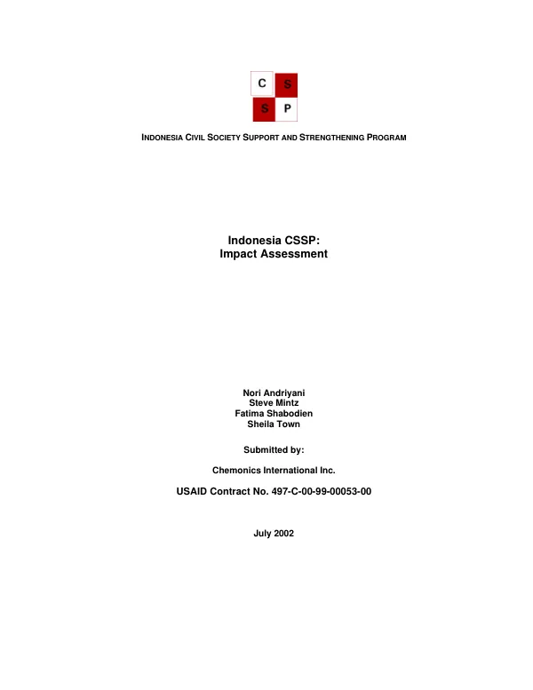 Indonesia CSSP [Civil society support and strengthening program] : impact assessment