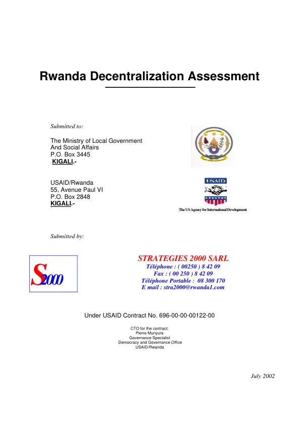 Rwanda decentralization assessment