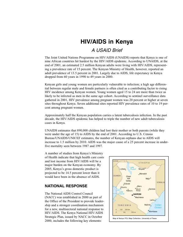 HIV/AIDS in Kenya : a USAID brief