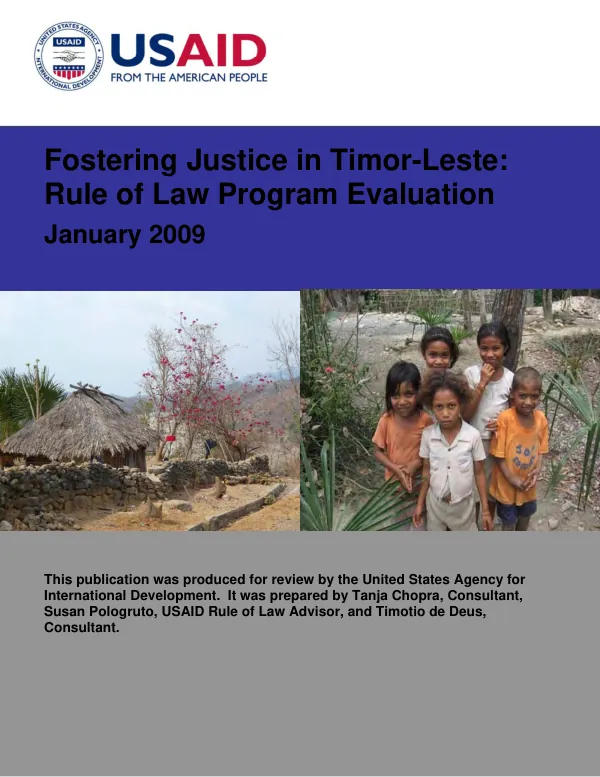 Fostering justice in Timor-Leste : rule of law program evaluation