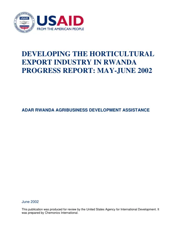 Developing the horticultural export industry in Rwanda : progress report, May-June 2002