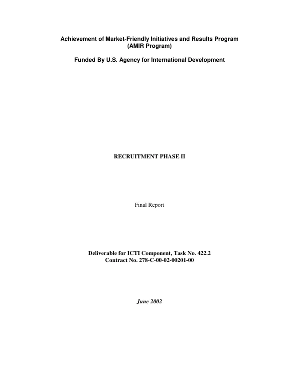 Recruitment phase II : final report [revised]