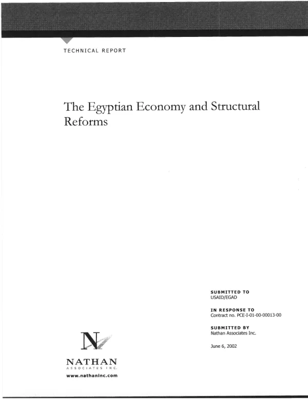 Technical report : the Egyptian economy and structural reforms