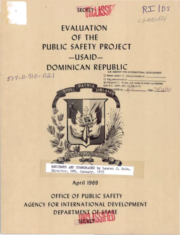 Evaluation of the public safety project, USAID Dominican Republic