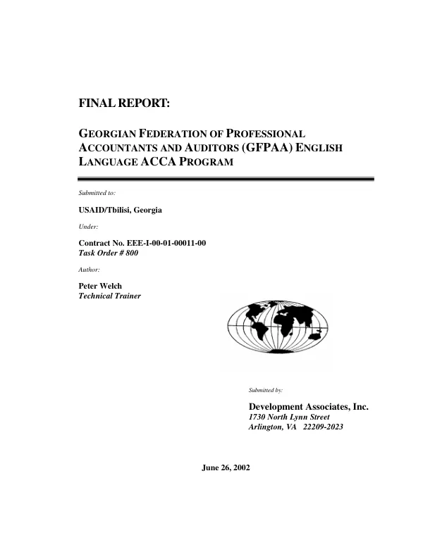 Final report : Georgian Federation of Professional Accountants and Auditors (GFPAA) English language ACCA [Association of Chartered Certified Accountants] program