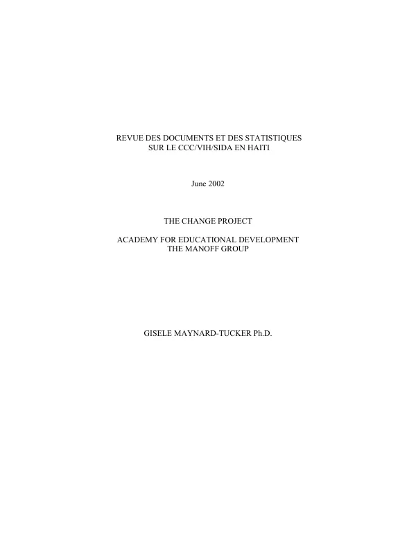Revue des documents et des statistiques sur le CCC/VIH/SIDA en Haiti