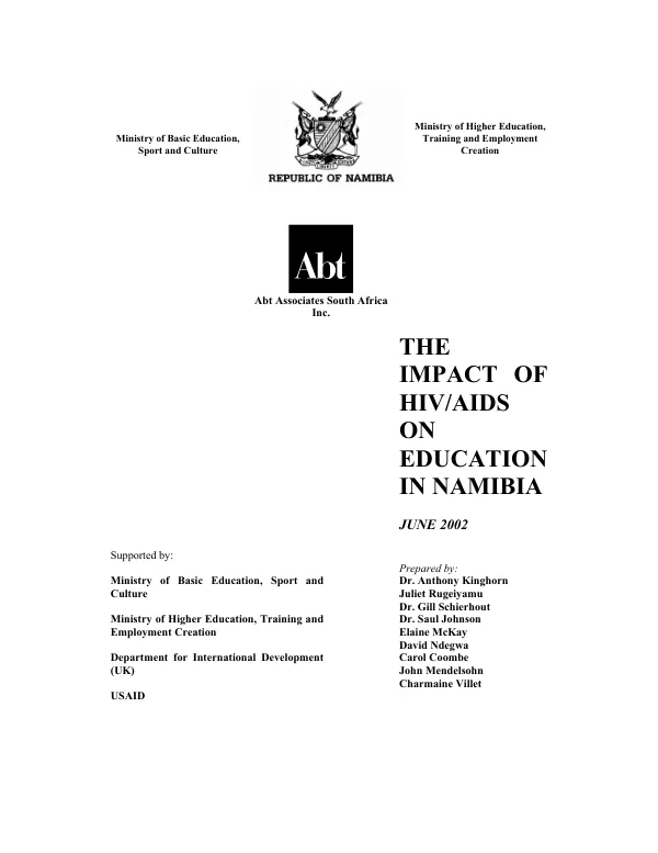 The impact of HIV/AIDS on education in Namibia