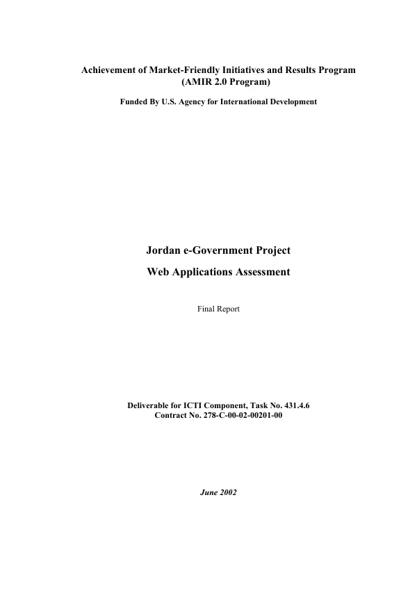 Jordan e-government project web application assessment : final report