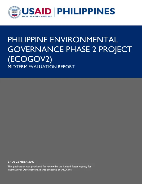 Philippine environmental governance phase 2 project (ECOGOV2) : midterm evaluation report