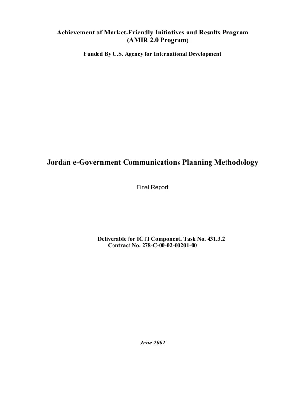 Jordan e-government communications planning methodology : final report