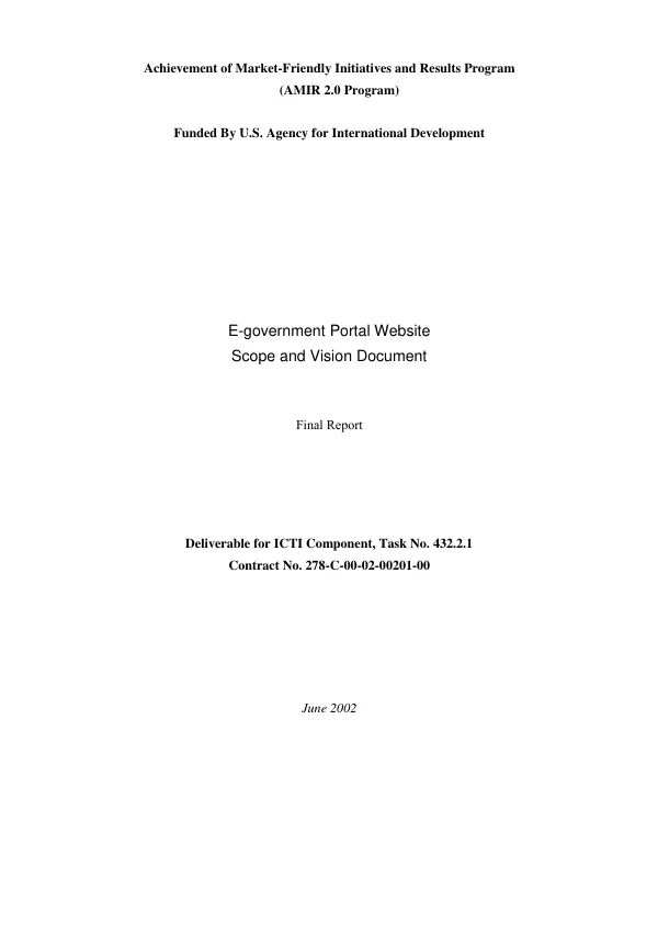 E-governmental portal website : scope and vision document -- final report