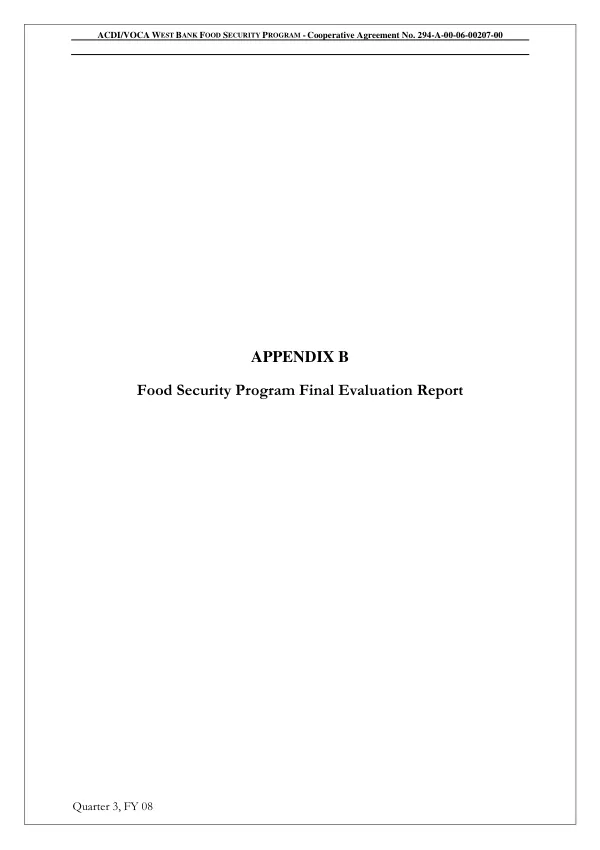 West Bank food security program : final evaluation report