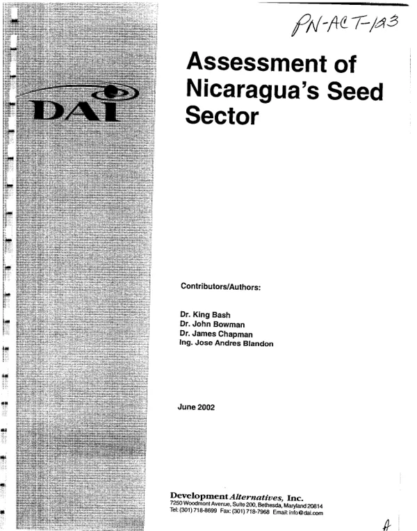 Assessment of Nicaragua"s seed sector