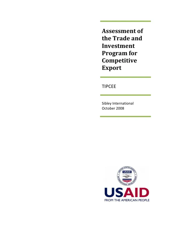 Assessment of the trade and investment program for competitive export (TIPCEE)