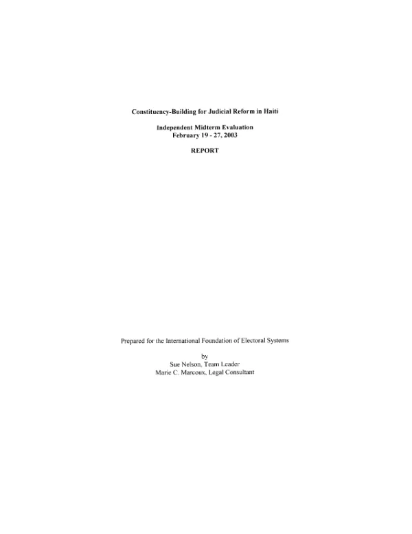 Constituency-building for judicial reform in Haiti : independent midterm evaluation, February 19-27, 2003 -- report