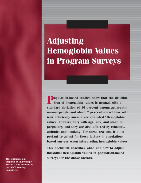 Adjusting hemoglobin values in program surveys