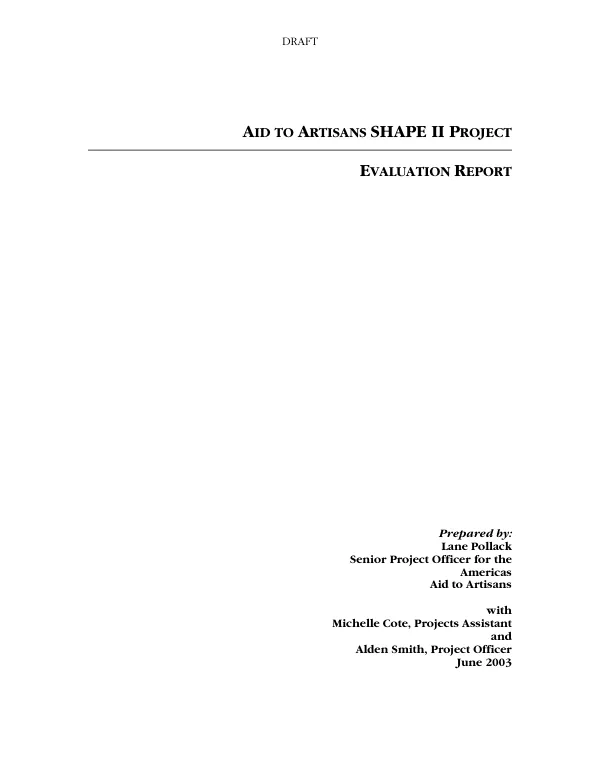 Aid to Artisans SHAPE II project : evaluation report