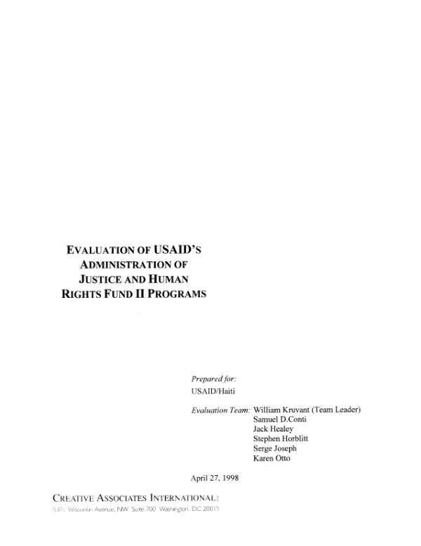 Evaluation of USAID's administration of justice and human rights fund II programs