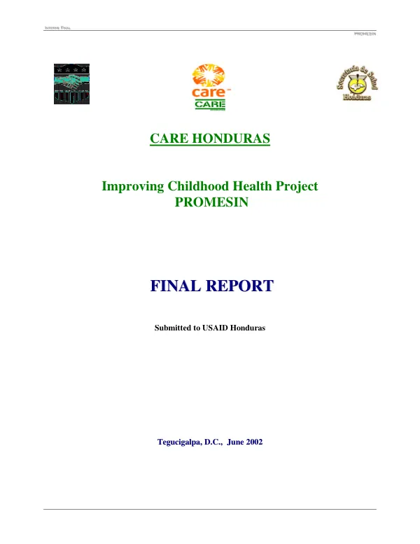 Improving childhood health project (PROMESIN) : final report