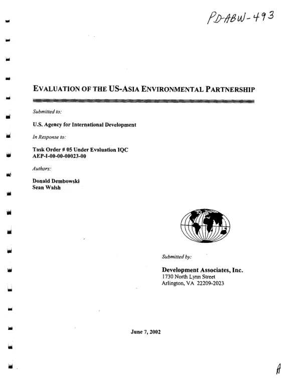 Evaluation of the US-Asia environmental partnership [US-AEP]