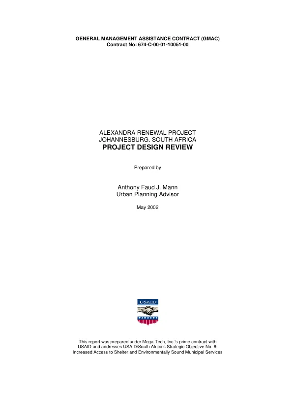 Alexandra renewal project, Johannesburg, South Africa : project design review