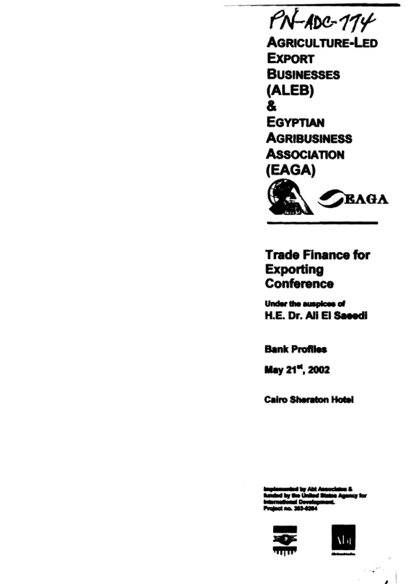 Trade finance for exporting conference : bank profiles, May 21st, 2002, Cairo[, Egypt], Sheraton Hotel