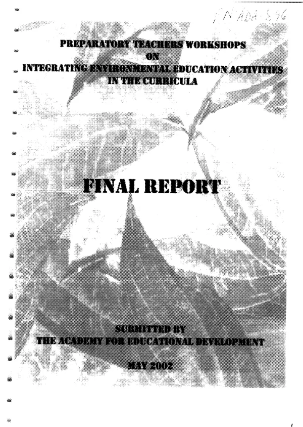 Preparatory teachers workshops on integrating environmental education activities in the curricula : final report