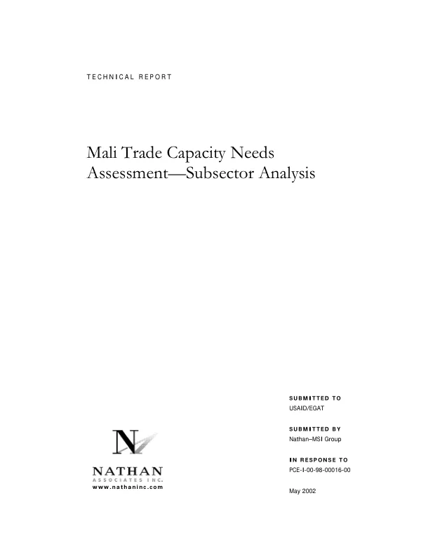 Technical report : Mali trade capacity needs assessment -- subsector analysis