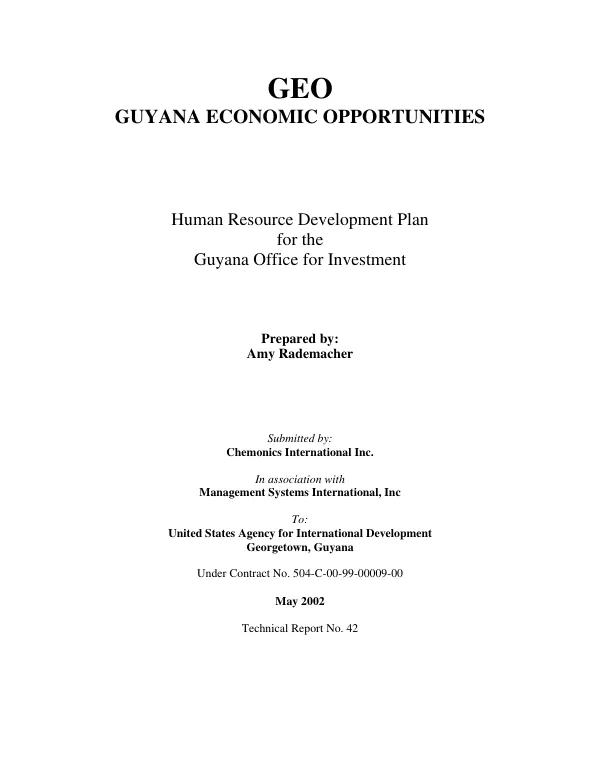 Human resource development plan for the Guyana Office of Investment