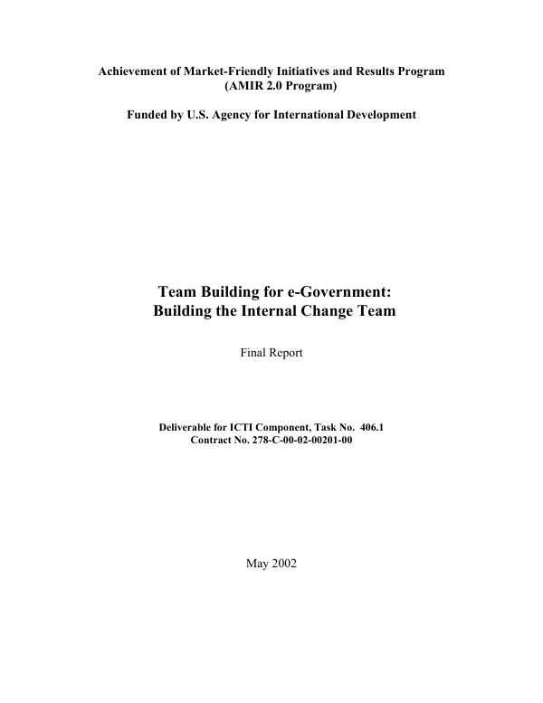 Team building for e-government : building the internal change team -- final report