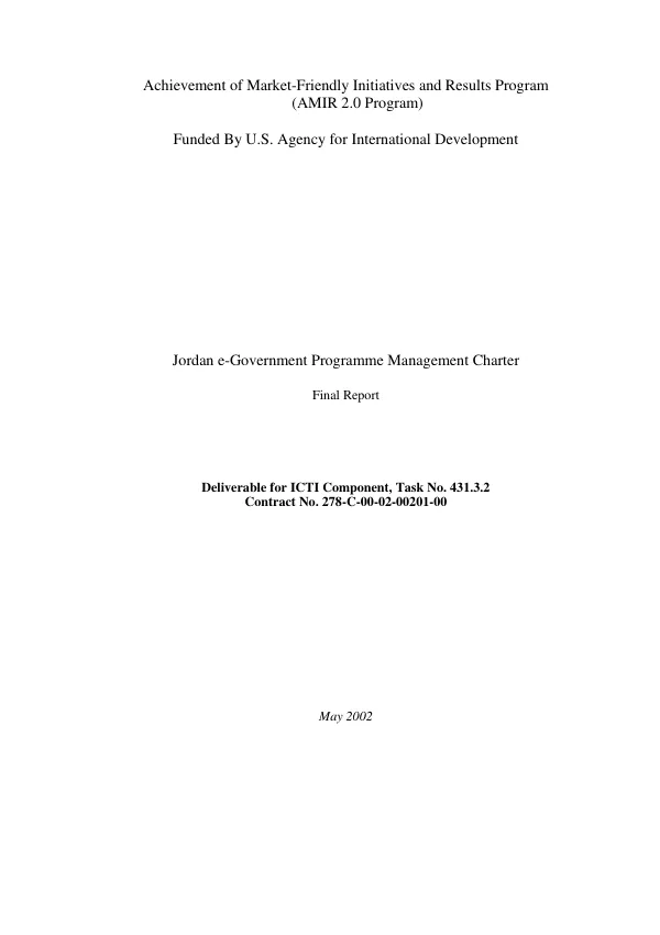 Jordan e-government programme management charter : final report