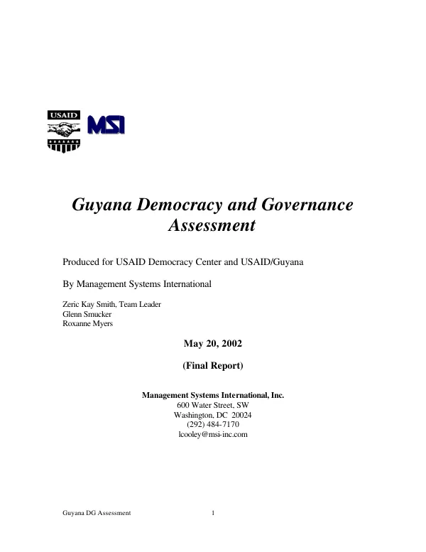 Guyana democracy and governance assessment