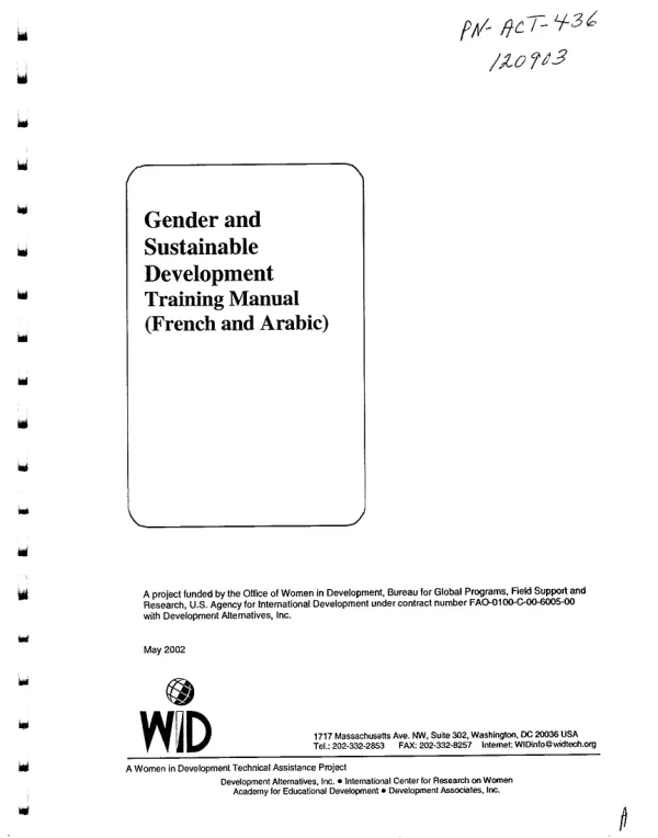 Gender and sustainable development training manual (French and Arabic)
