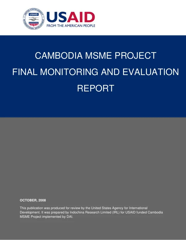 Cambodia micro, small and medium-sized enterprise project (MSME) : final monitoring and evaluation report