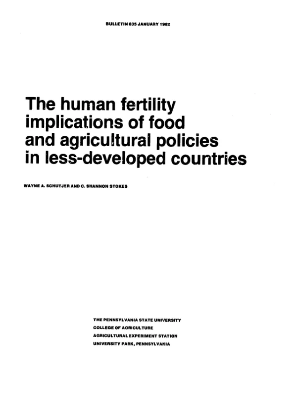 Human fertility implications of food and agricultural policies in less developed countries