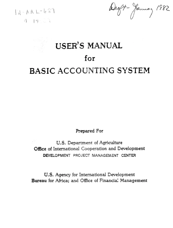 User"s manual for basic accounting system (draft)