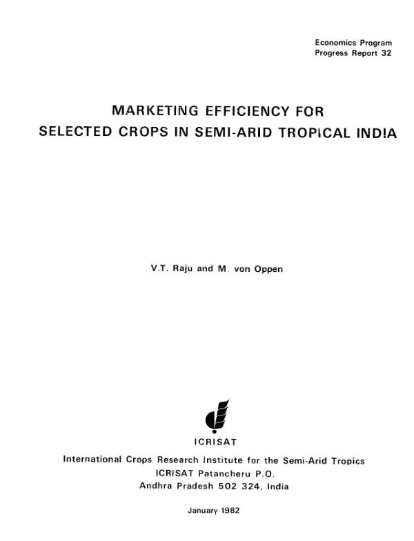 Marketing efficiency for selected crops in semi-arid tropical India