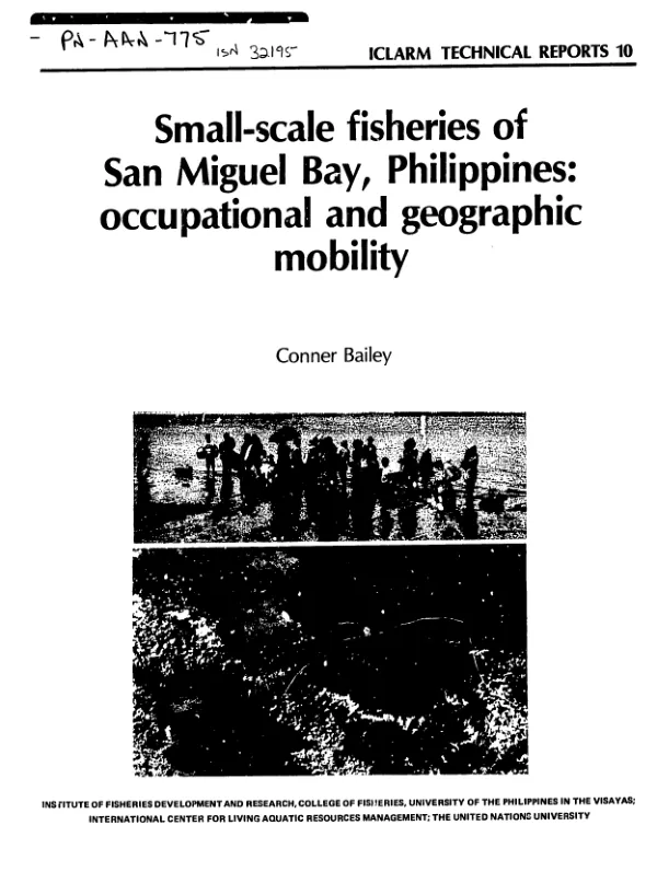 Small-scale fisheries of San Miguel Bay, Philippines : occupational and geographic mobility