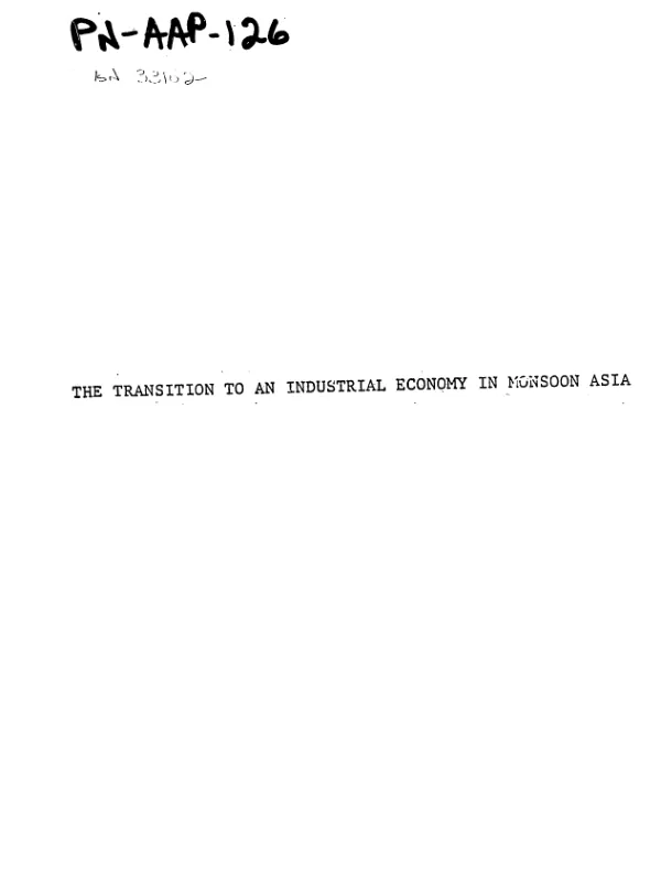 Transition to an industrial economy in monsoon Asia