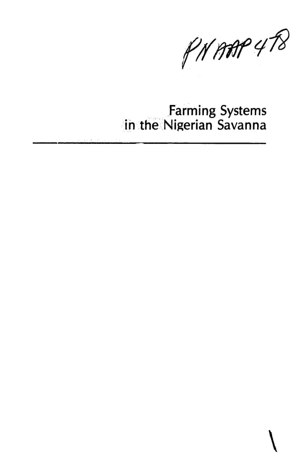Farming systems in the Nigerian Savanna : research and strategies for development