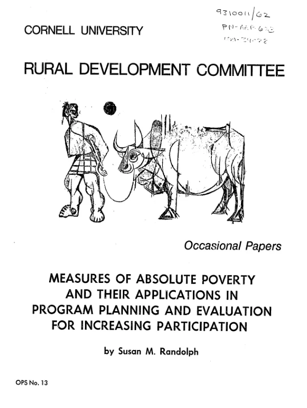 Measures of absolute poverty and their applications in program planning and evaluation for increasing participation of the poor