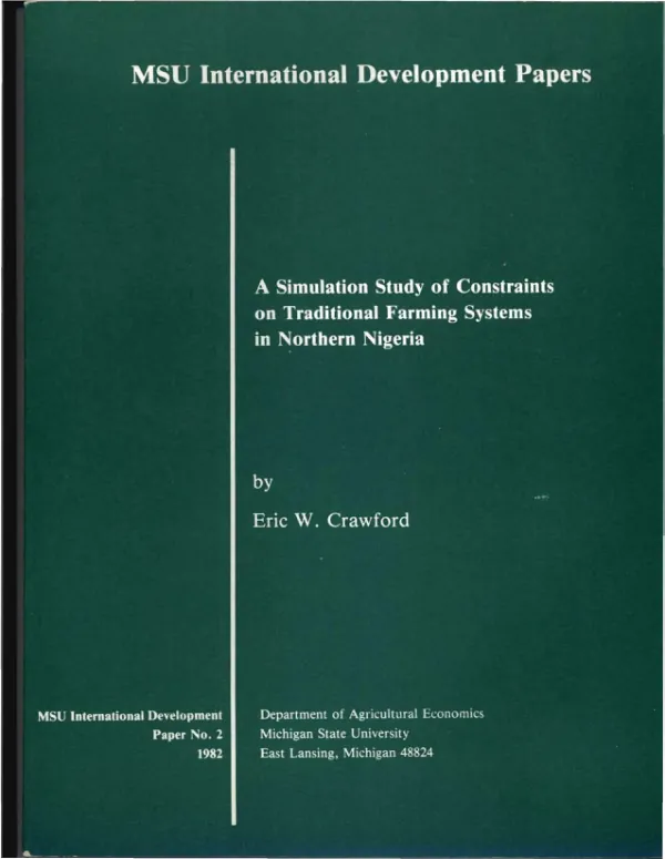 Simulation study of constraints on traditional farming systems in northern Nigeria