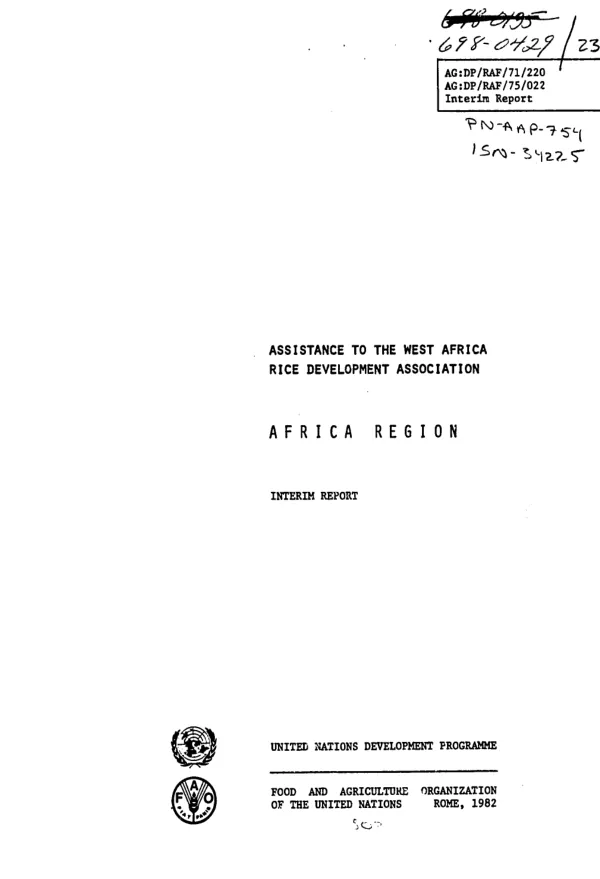 Assistance to the West Africa Rice Development Association, African region : interim report