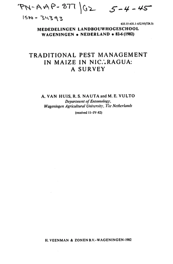 Traditional pest management in maize in Nicaragua : a survey