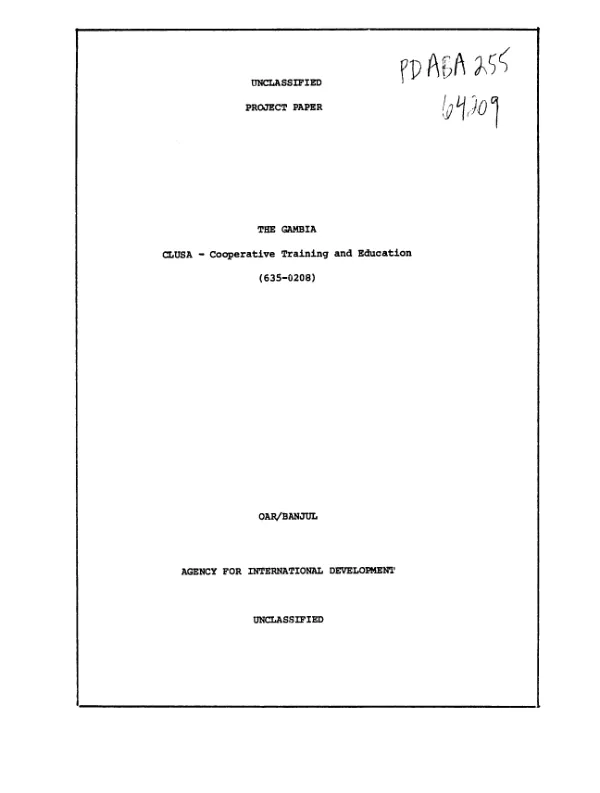 The Gambia : CLUSA - cooperative training and education [-- amendment no. 1]