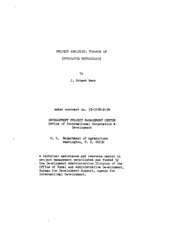 Project analysis : towards an integrated methodology